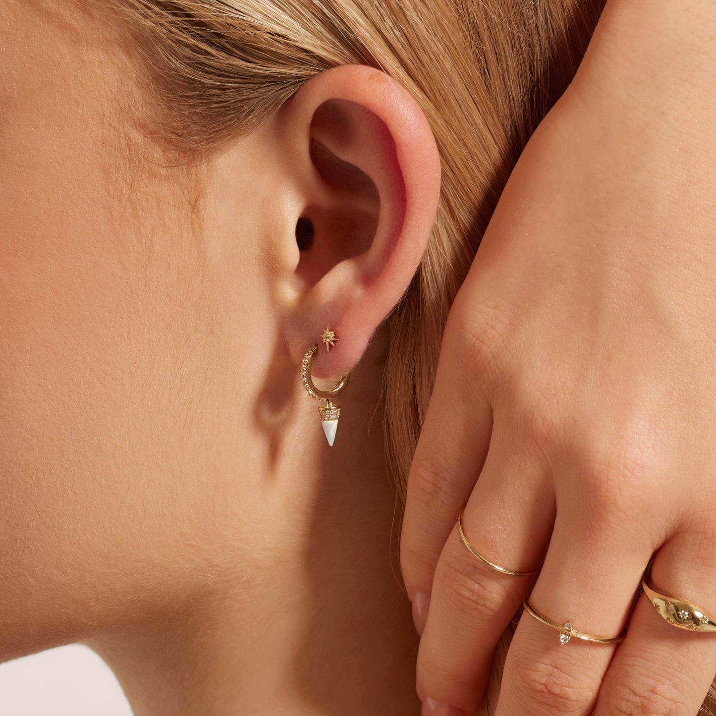Forever Opalescent Diamond Gold Earrings - Single