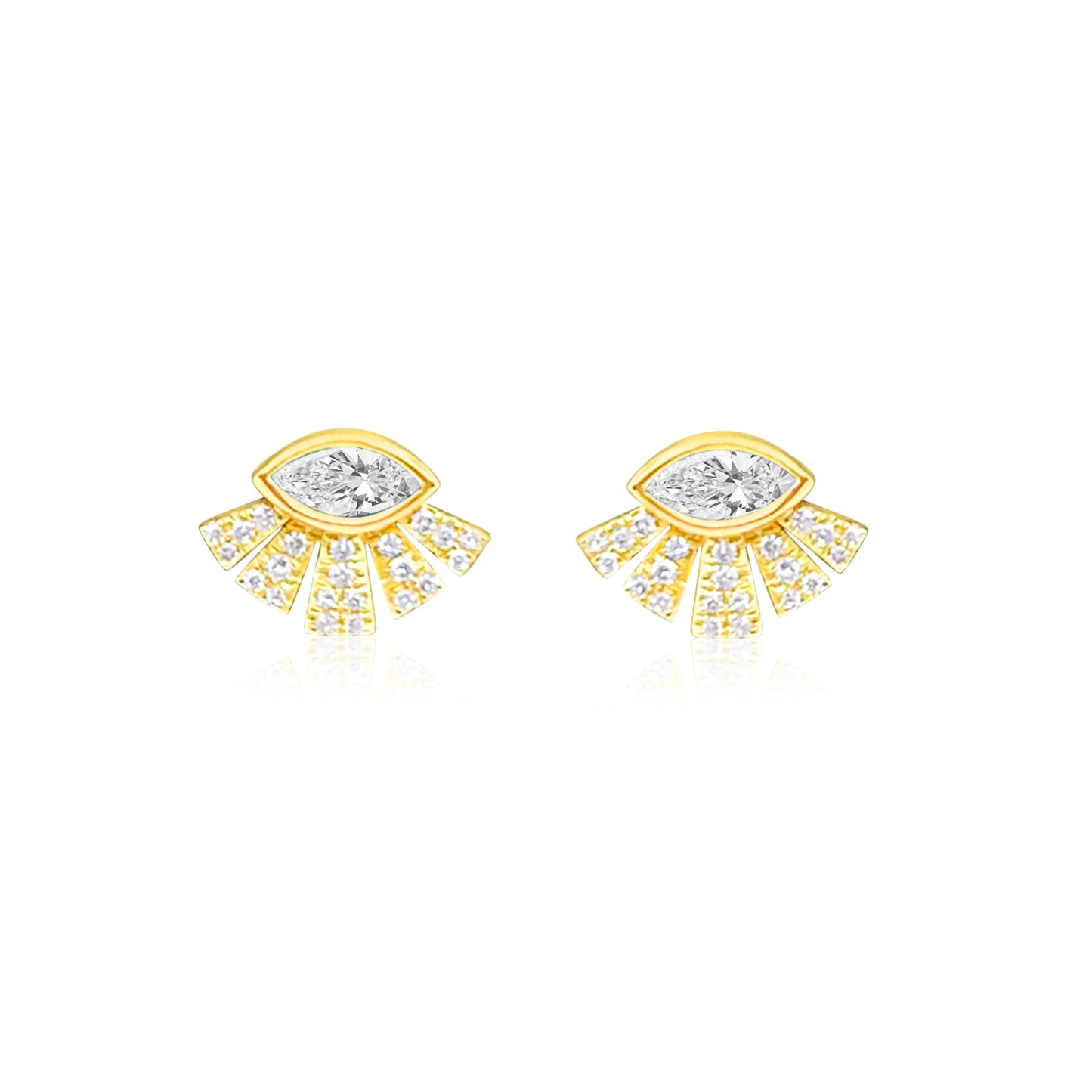 White Topaz Gold Diamond Evil Eye Studs