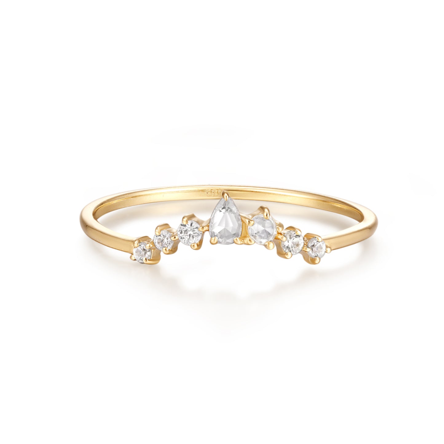 Tiara White Sapphire Gold Ring