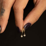 Small Planet Dangling Opal Gold Hoop Earring (Single)