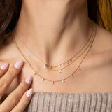 Droplets Diamond Bead Chain Gold Necklace