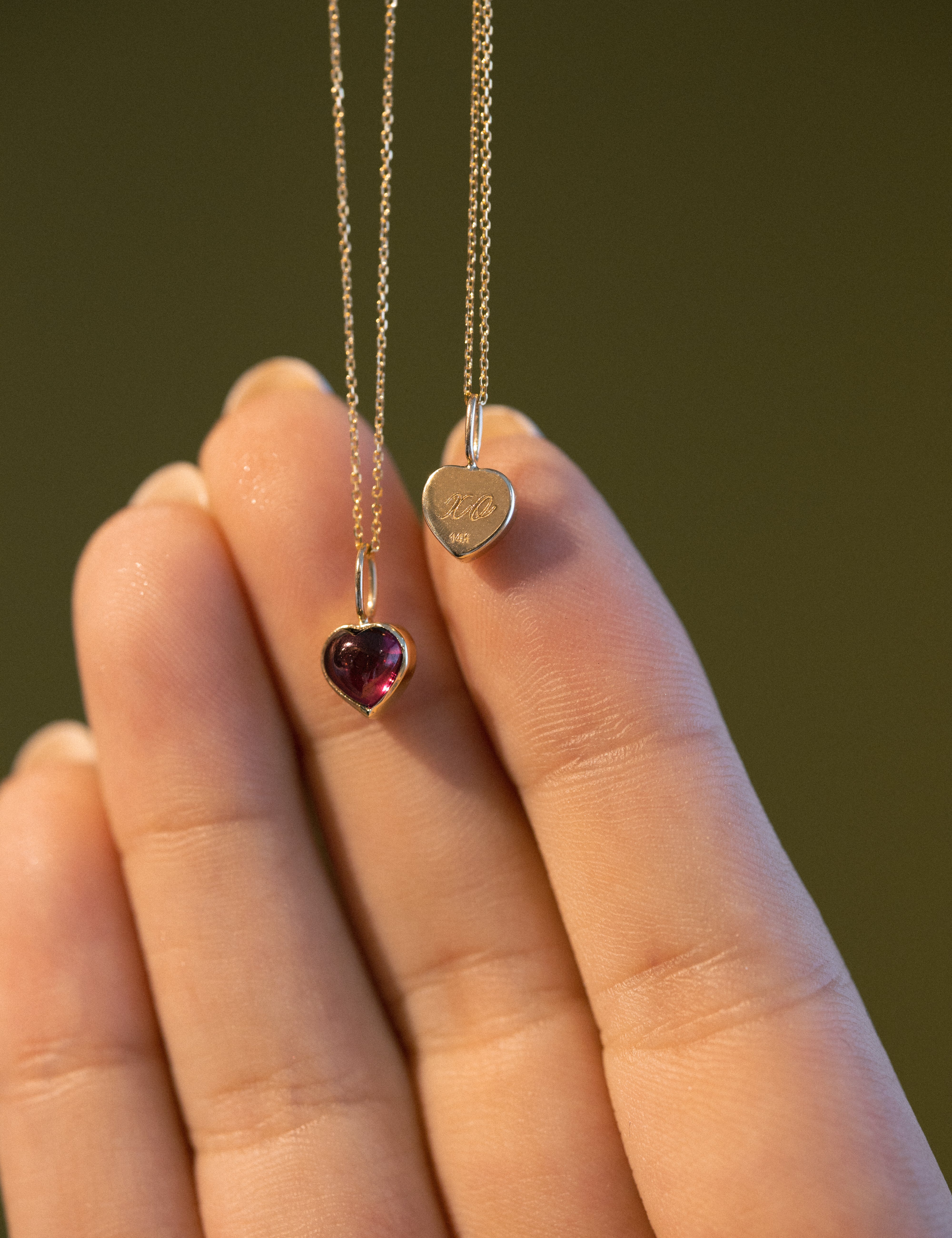 XO Rhodolite Garnet Charm