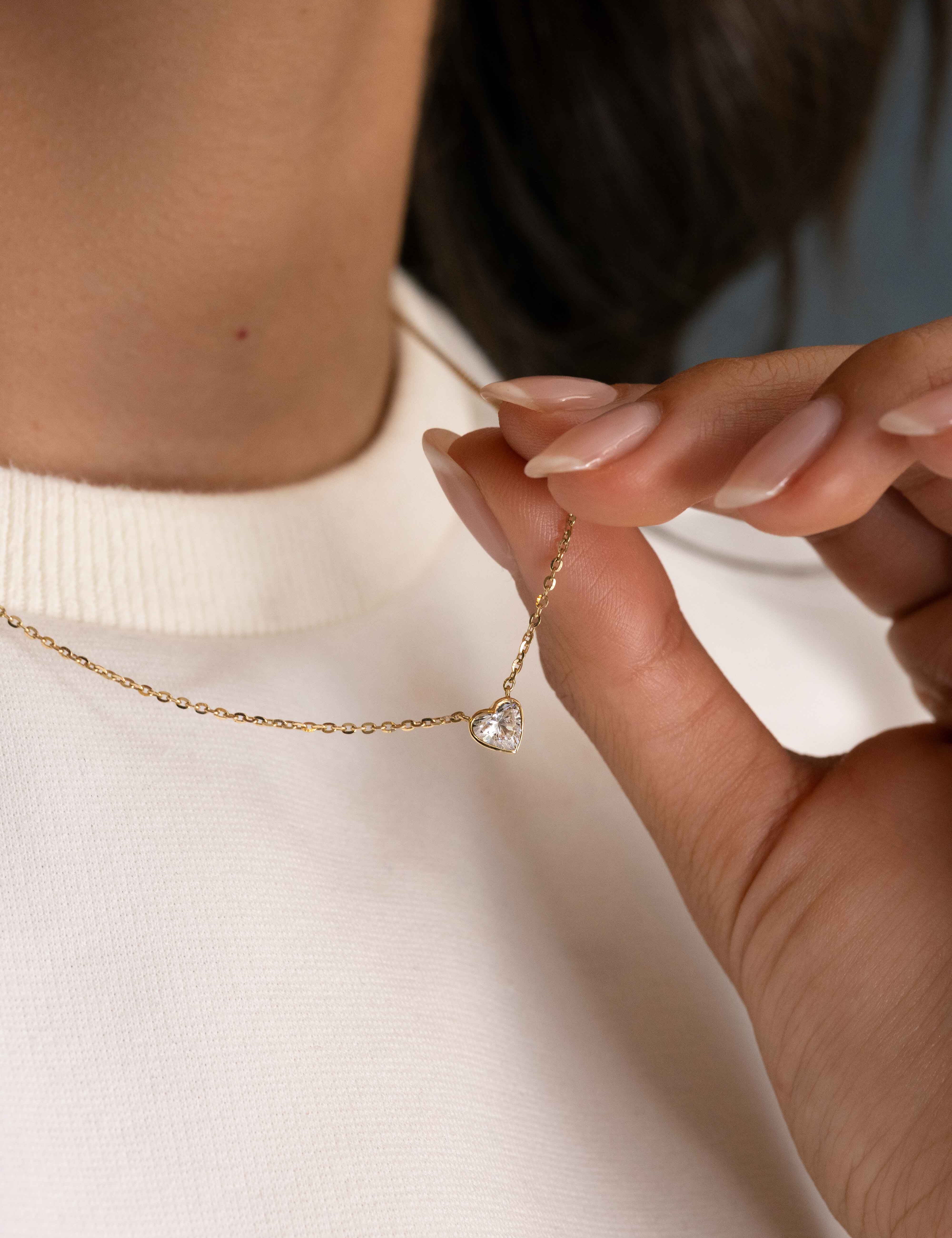 Heart Lab Diamond Bezel Solitaire Necklace