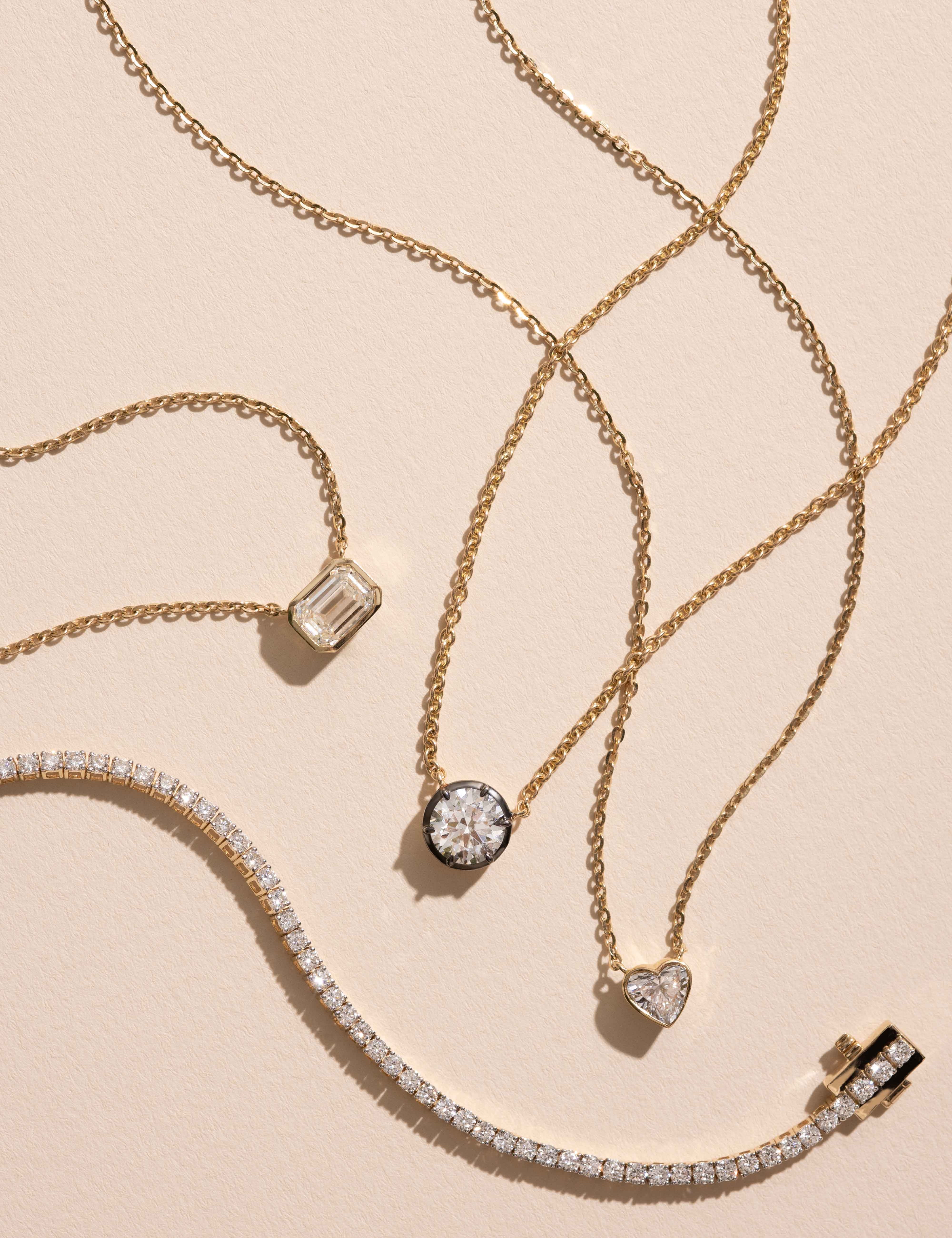 Heart Lab Diamond Bezel Solitaire Necklace