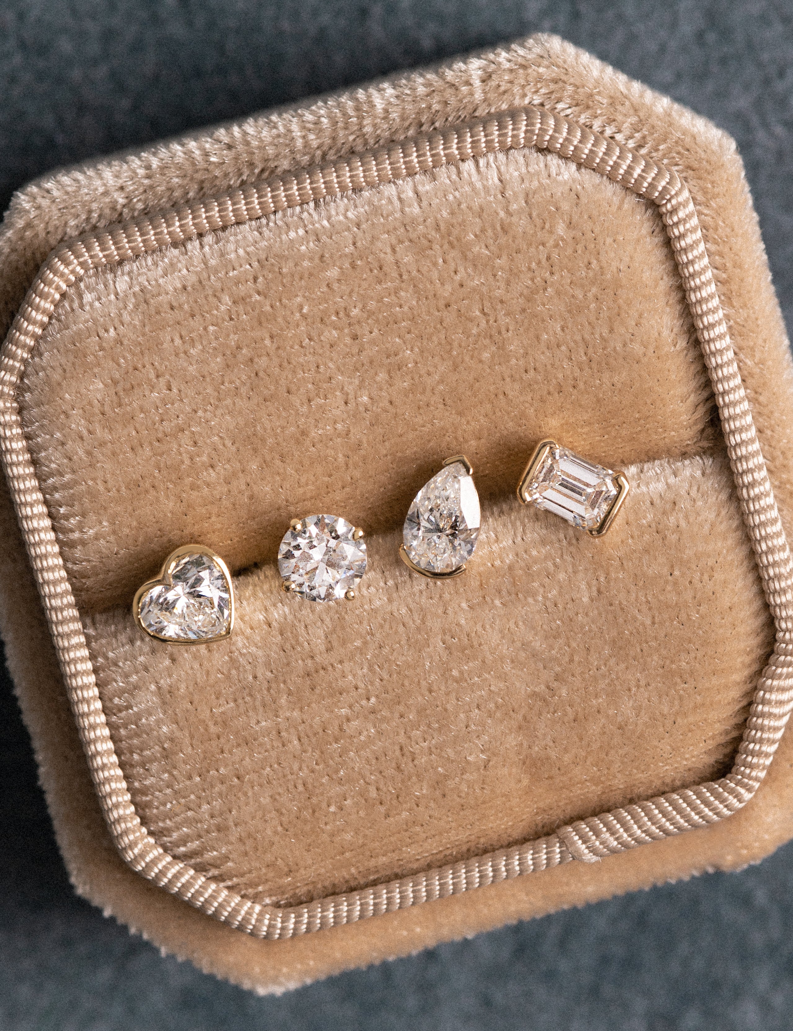 Pear Lab Grown Half Bezel Studs (Pair)