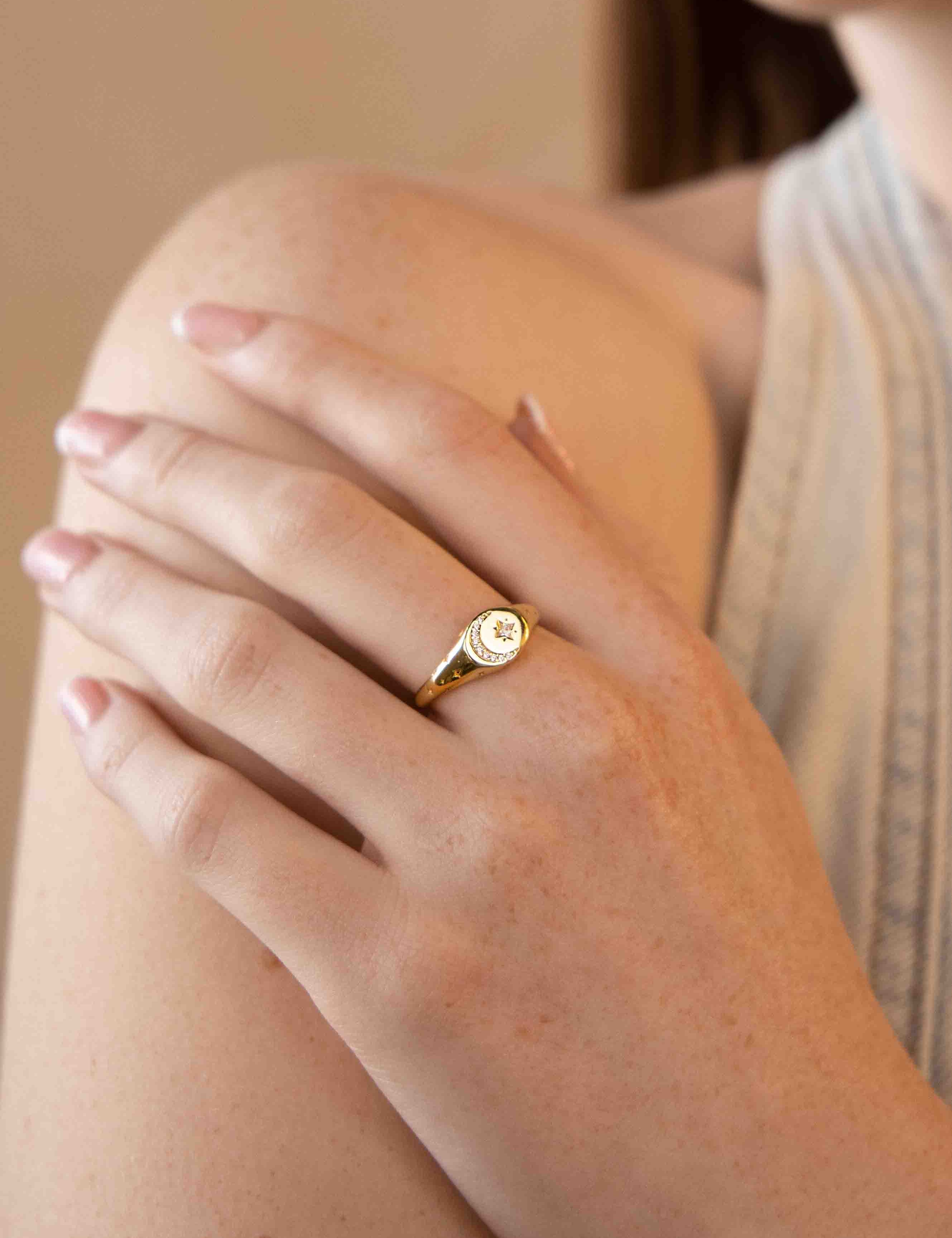 Crescent Moon Signet Ring