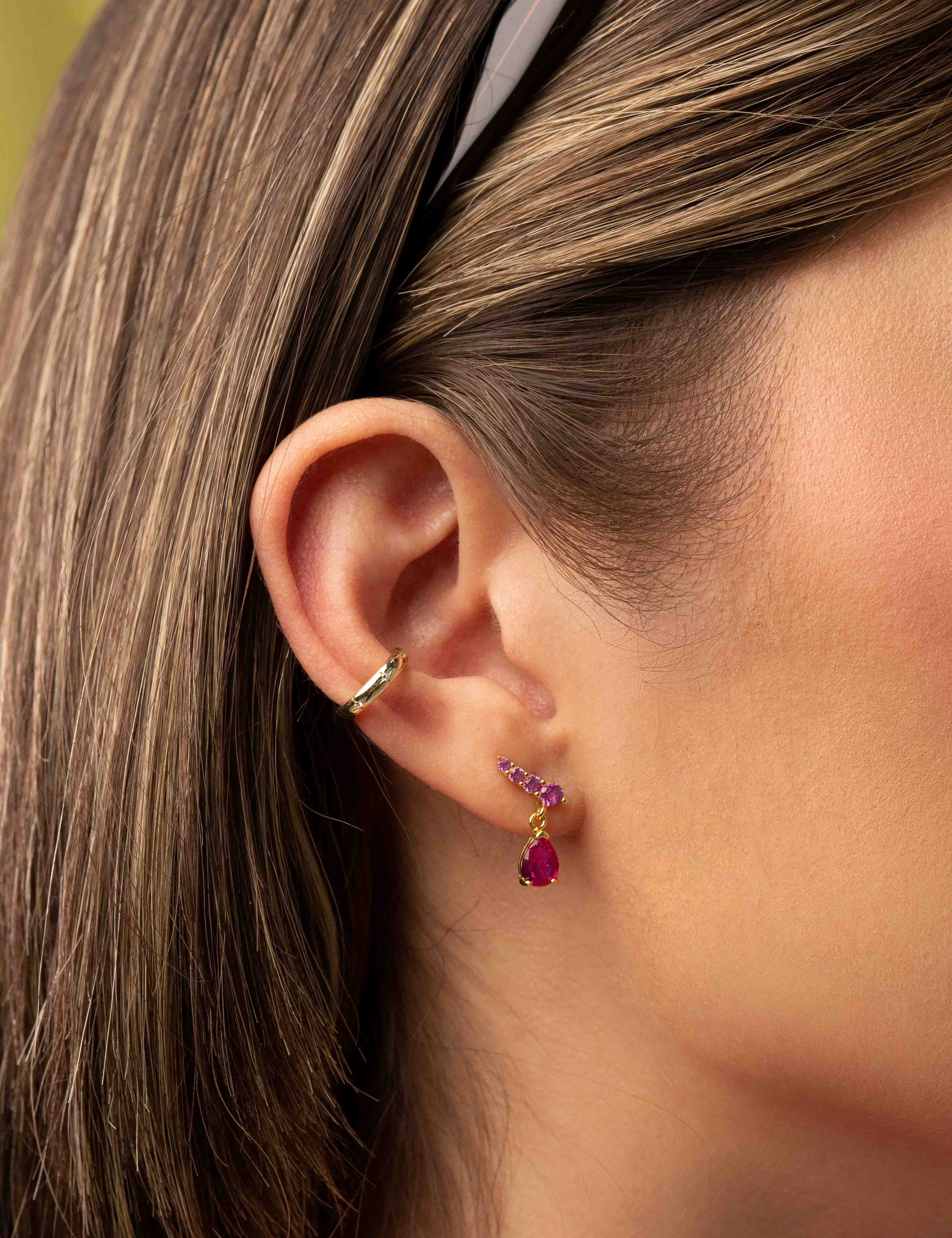 Hot Pink Drop Climber Earrings (Pair)