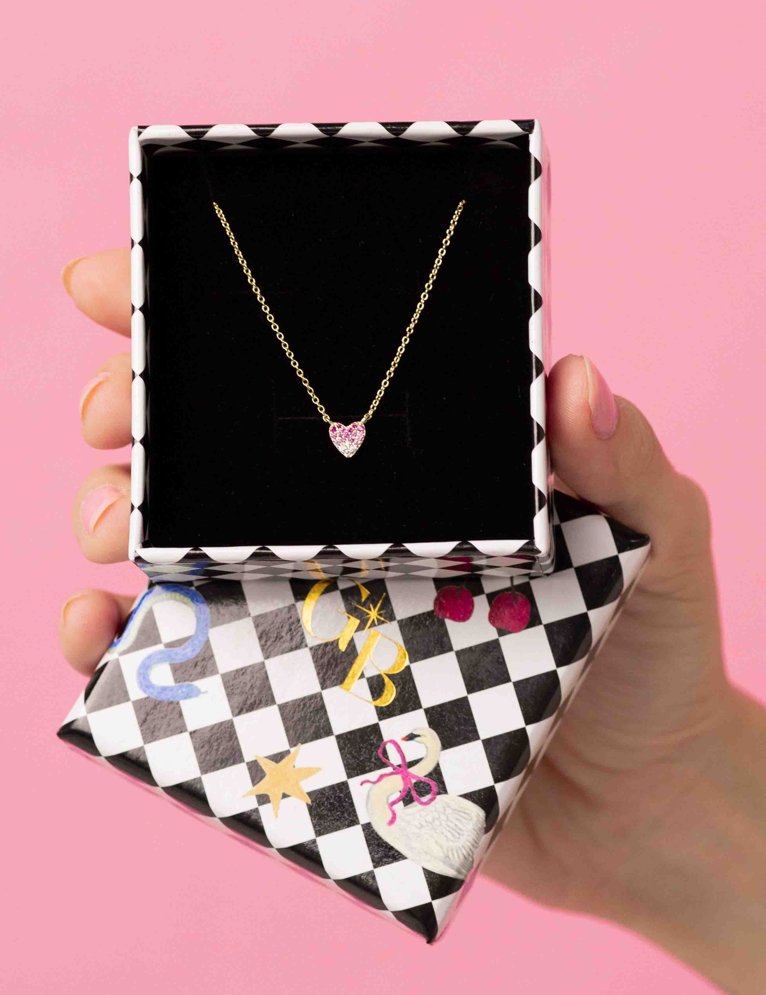 Pink Pave Heart Necklace