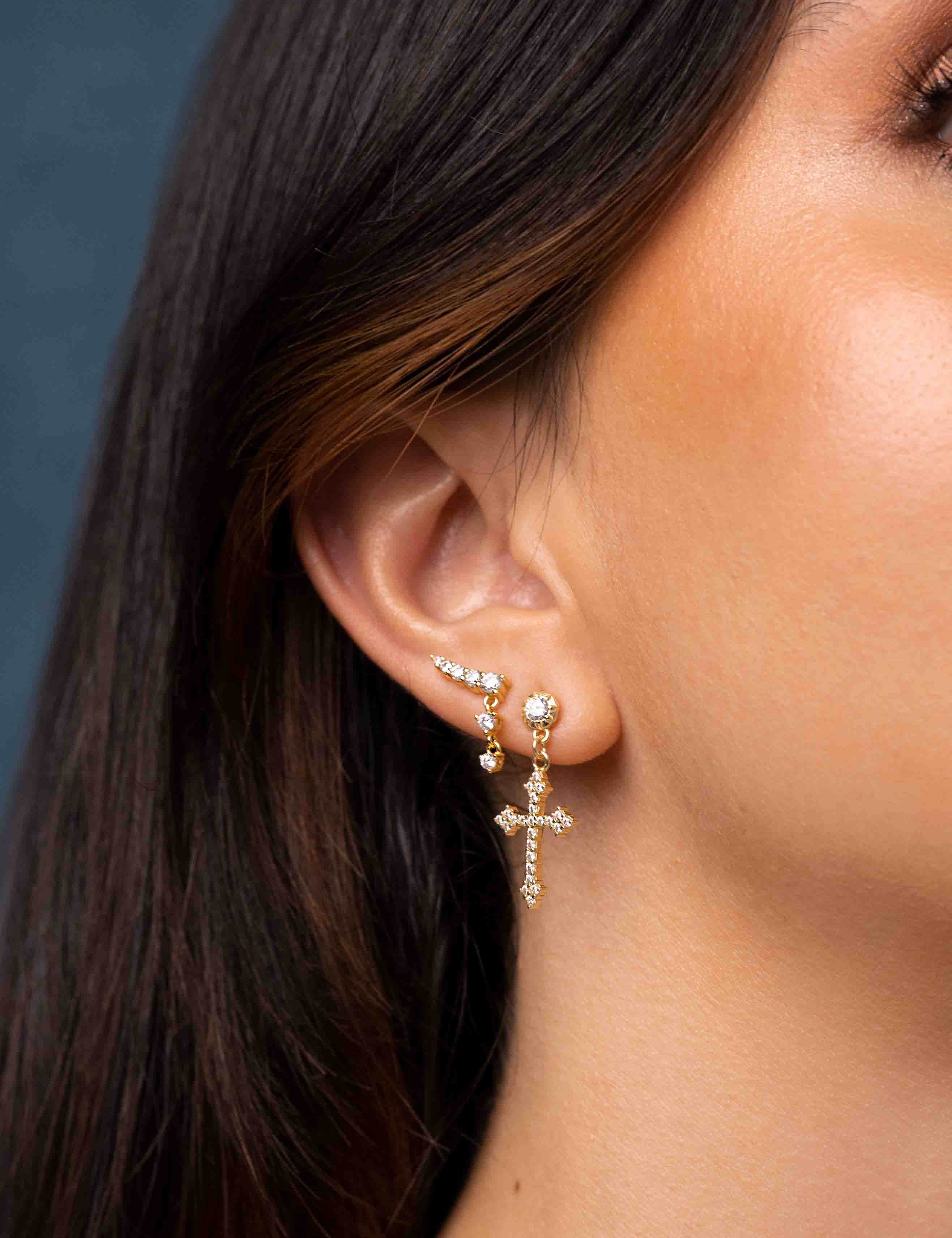 Edgy Cross Earrings (Pair)