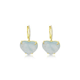Milky Aquamarine Heart Diamond Earrings