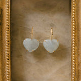 Milky Aquamarine Heart Diamond Earrings