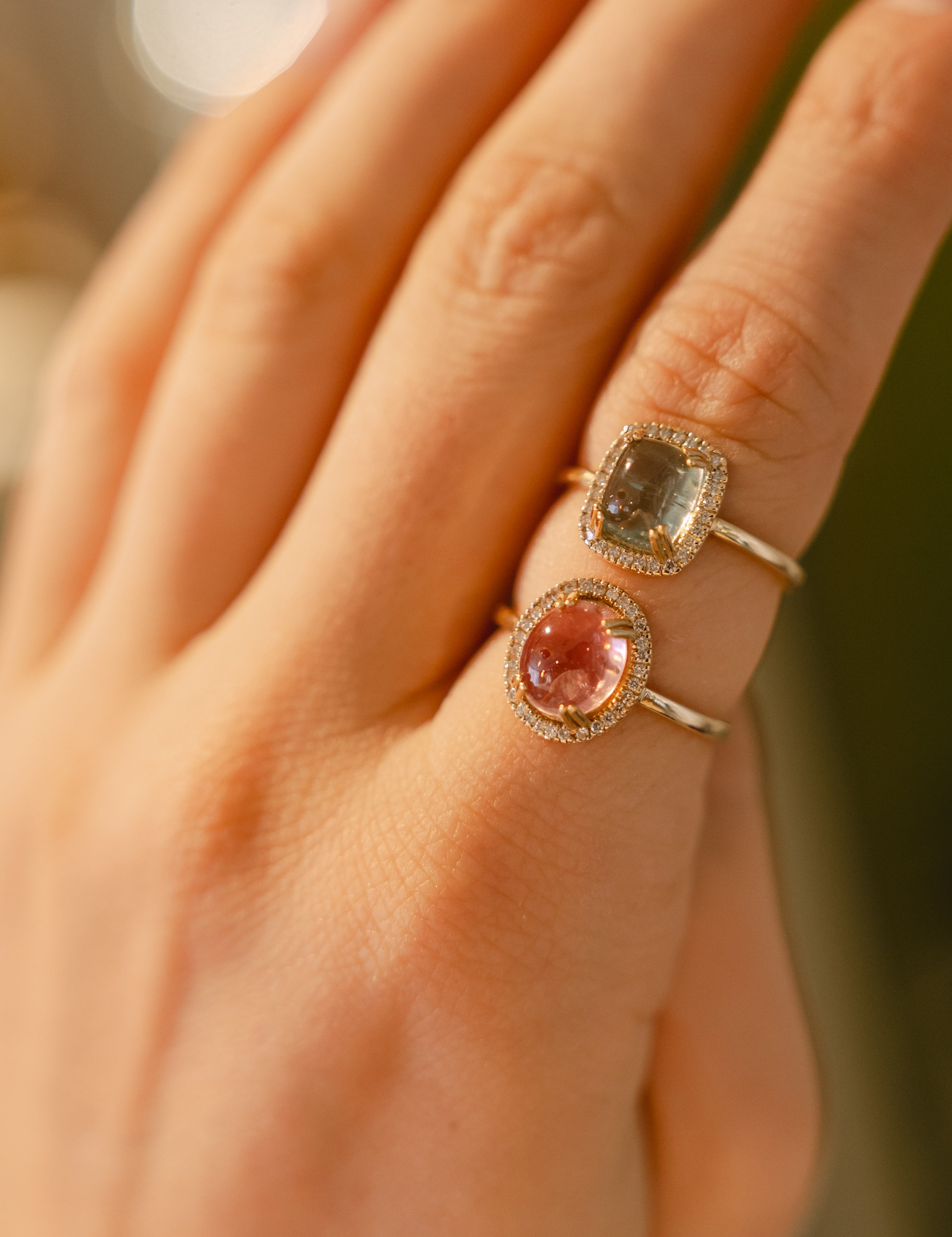 Gin & Tonic Green Tourmaline Diamond Ring