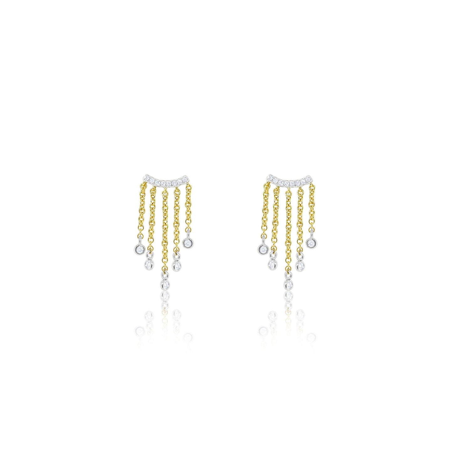 Dainty Two Tone Diamond Fringe Earrings - Pair