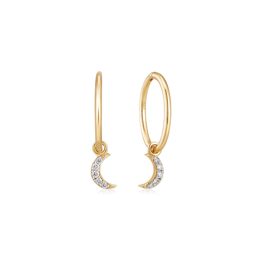 Claire de Lune Diamond Gold Hoop Earring - Single