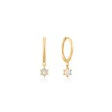 Small Planet Dangling Opal Gold Hoop Earring (Single)