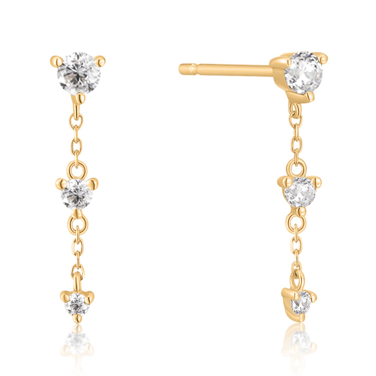 Orion's Belt Dangling Diamond Gold Earring - Single