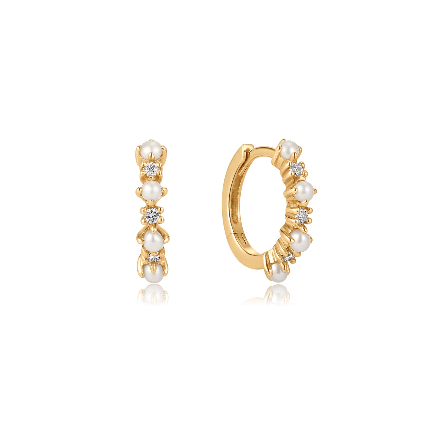 Cin Cin Pearl & Diamond Gold Hoop Earring - Single