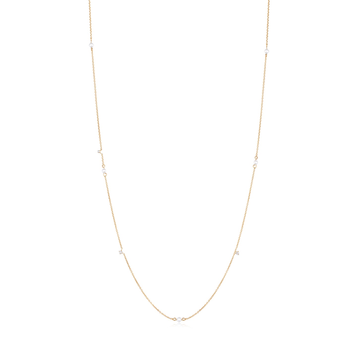 Heavenly Diamonds & Pearls Gold Necklace