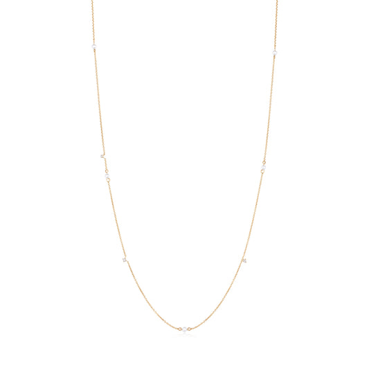 Heavenly Diamonds & Pearls Gold Necklace