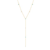 Malibu Shore Turquoise & White Topaz Gold Lariat Necklace