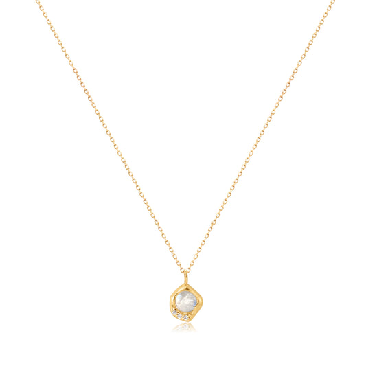 Moonstone Souvenir Diamond Gold Necklace