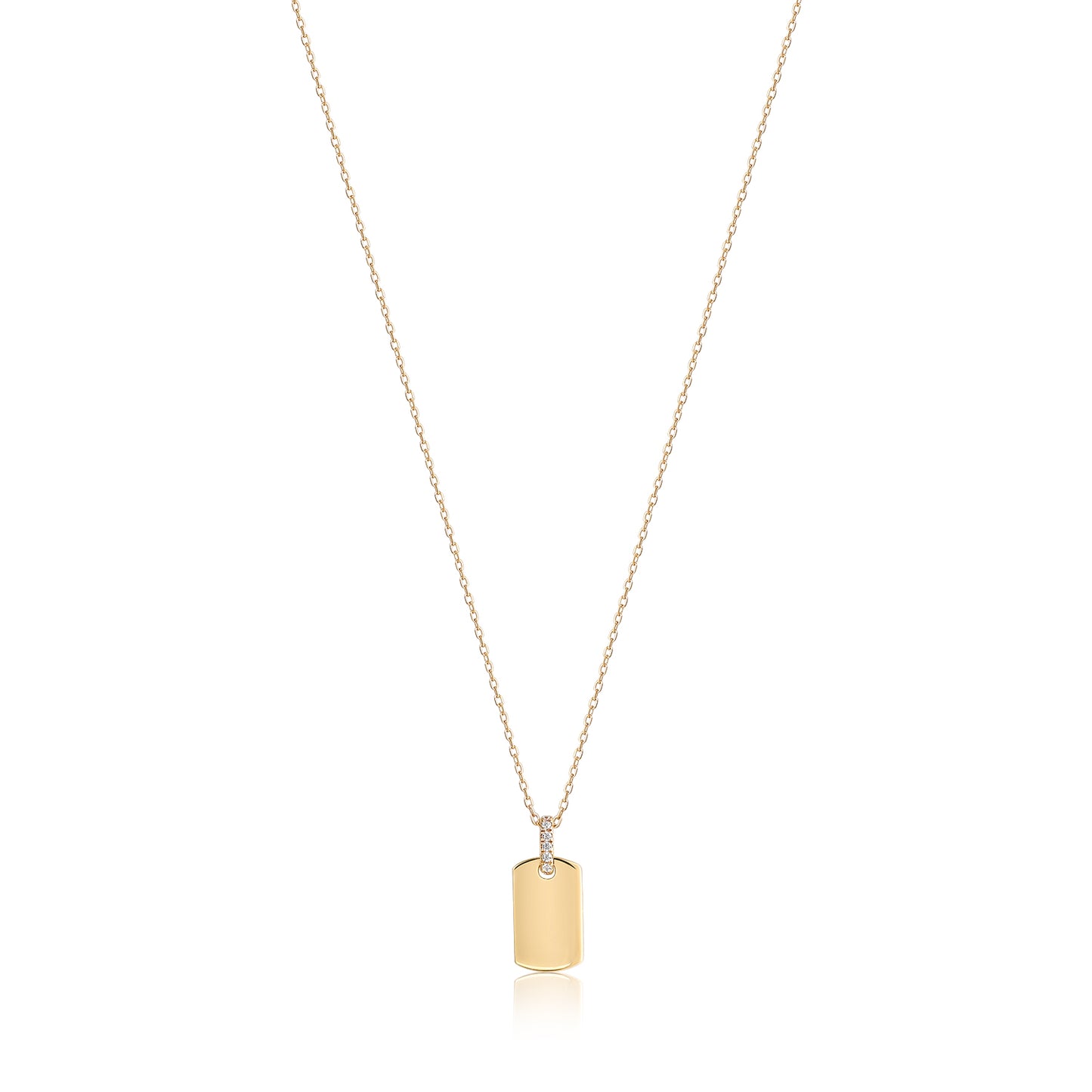 Petite ID Tag Diamond Gold Necklace (Customizable)