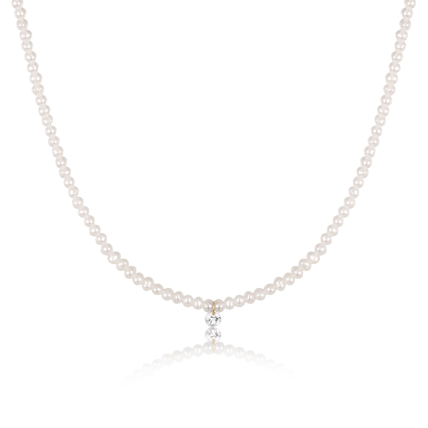 Bombshell Pearl White Sapphire Gold Necklace