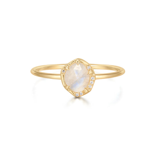 Moonstone Souvenir Diamond Gold Ring