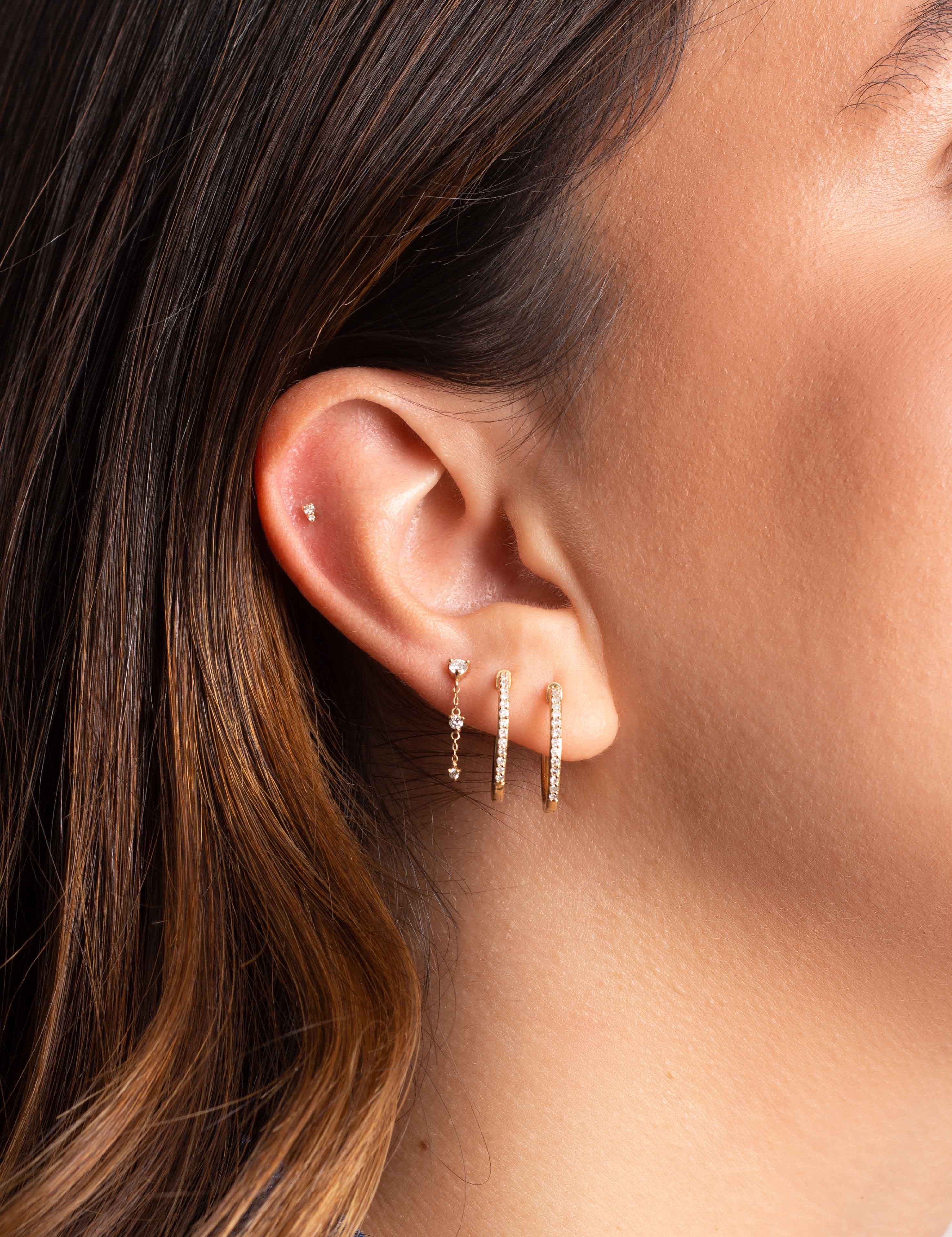 Orion's Belt Dangling Diamond Gold Earring (Single)