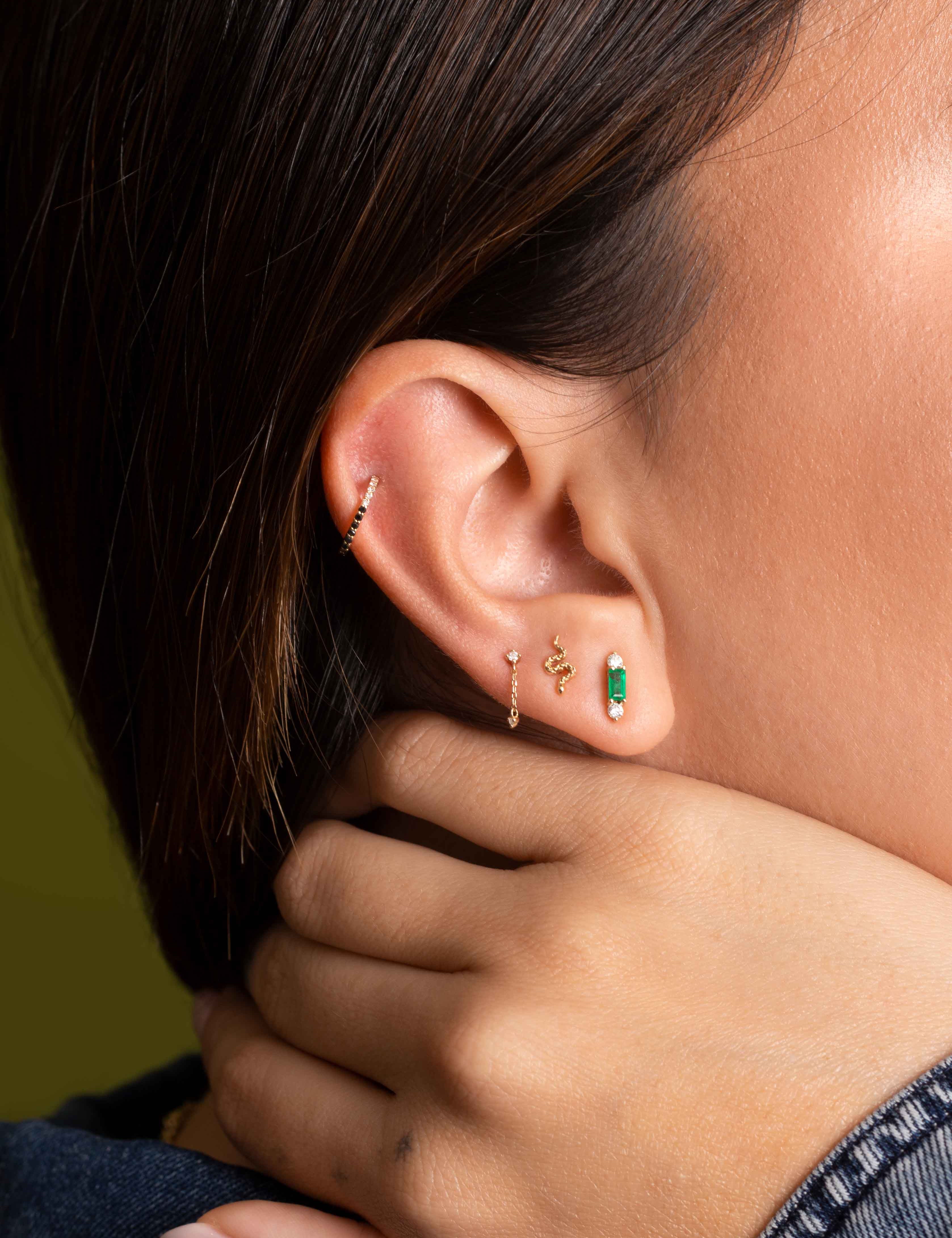 Emerald Gold Diamond Studs (Pair)