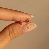 Pop Pink Sapphire Diamond Gold Stud (Single)