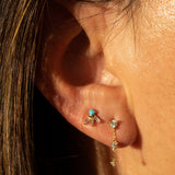 Paradise Turquoise White Sapphire Gold Stud (Single)