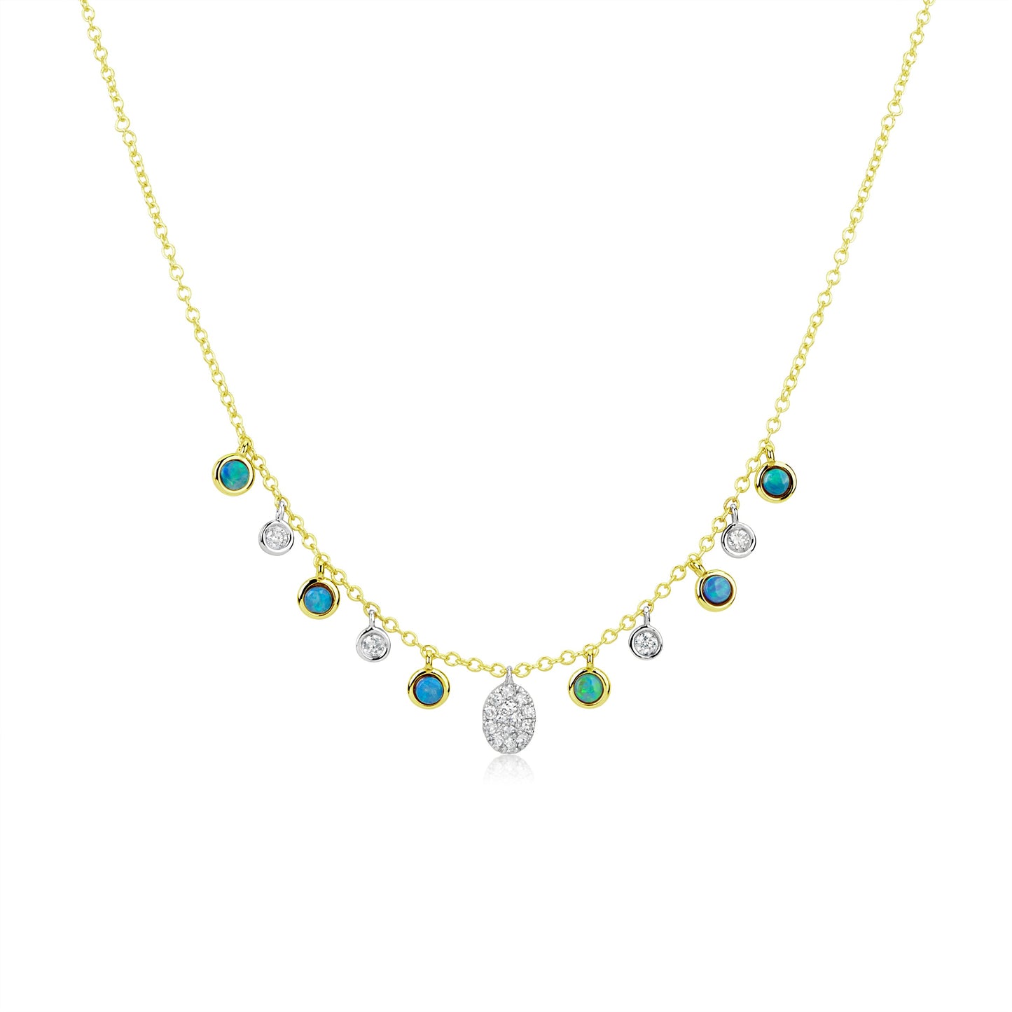 Blue Opalnd Diamond Gold Layering Necklace