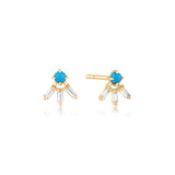 Paradise Turquoise White Sapphire Gold Stud (Single)