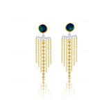 Statement Blue Opal Diamond Gold Chain Earrings