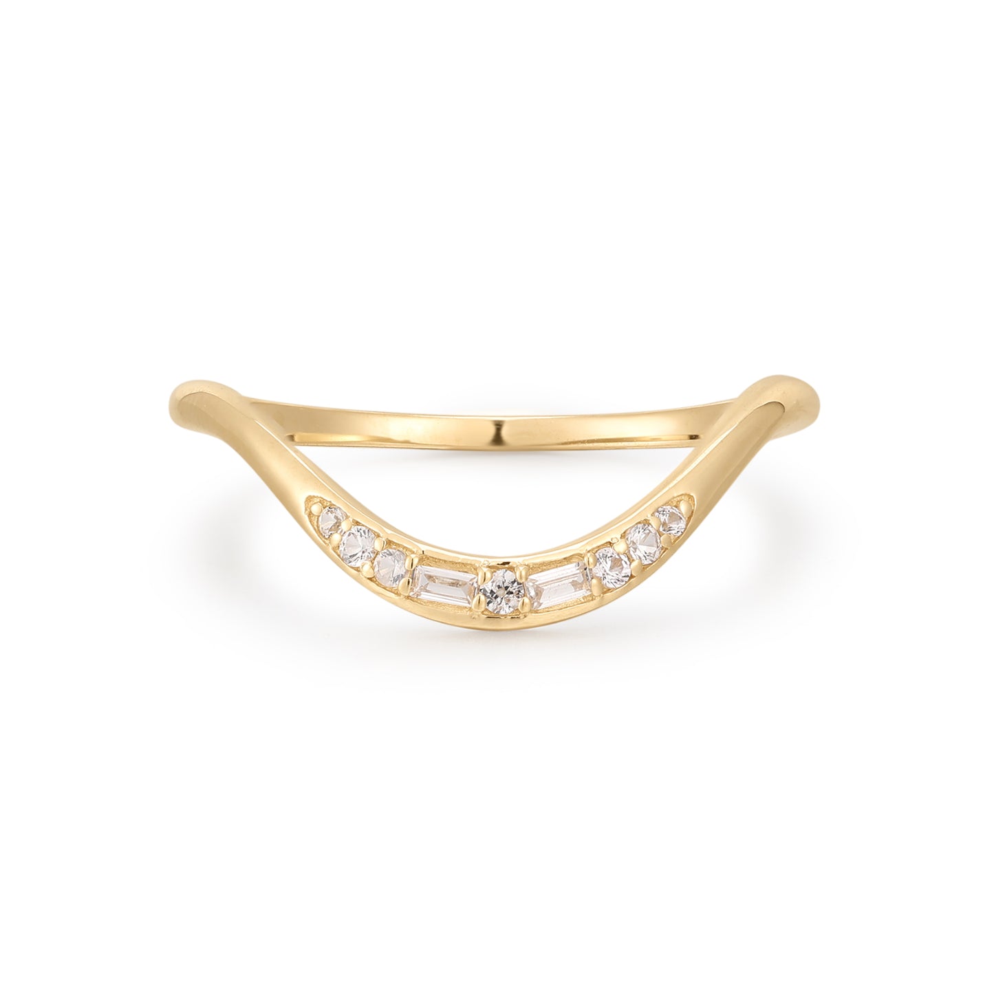 Sand Dunes White Sapphire Gold Ring